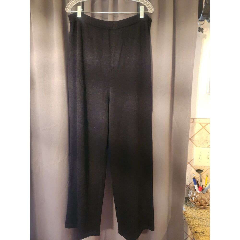 J.S.S. Black Heavy Knit Lounge Pants Size 1X Plus Cozy Wide Leg Pull On